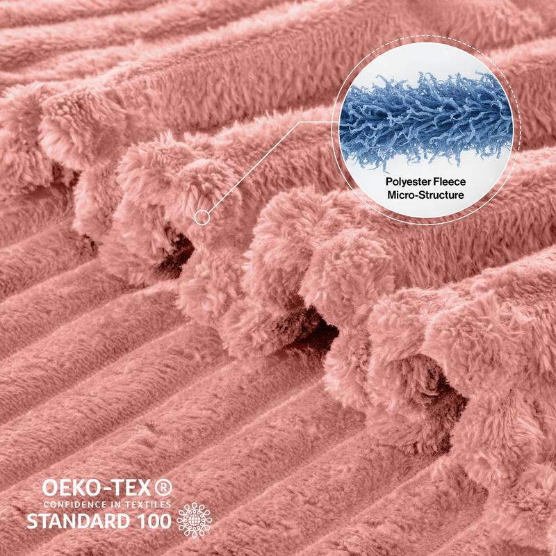 Lux Decor Ultra Soft Striped Throw Blanket - Gentle. Lightweight, Cozy 3cm Stripe Design Fleece Throw -Stress Relief All‑Season Blanket for Bed, Couch, Travel & Camping, Classic Stripe Design - Home Decor - Plush Gift Idea