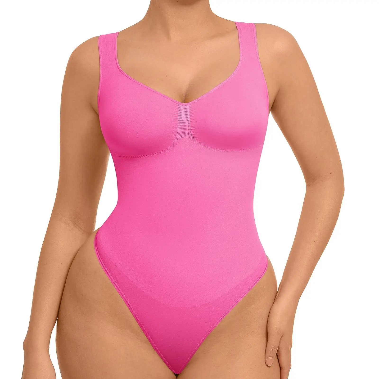 FeelinGirl Women's Seamless Sleeveless Thong Bodysuit for Tops and Comfortable for  Lady Soft Womenswear Basic