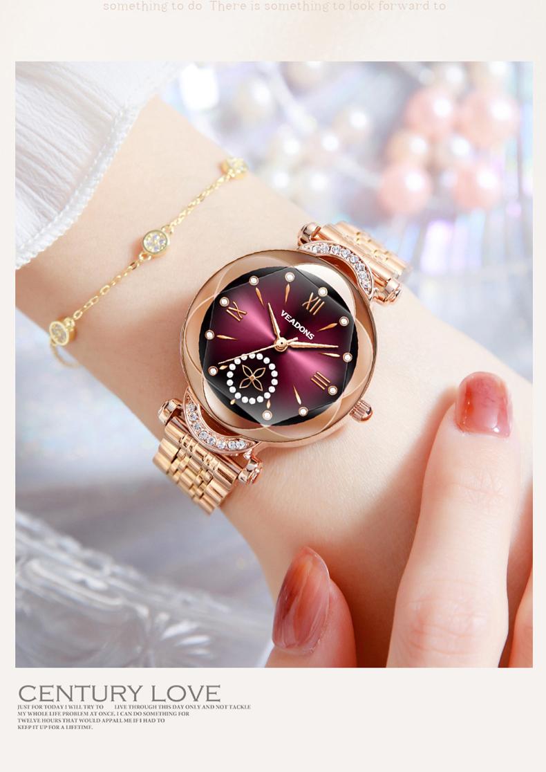 Luxury Watch  Women's Jewelry Watch Valentine’s Day Gift Elegant Diamond Cut Crystal Four Leaf Clover Pearl Elements Stainless Steel Case Waterproof Design for Daily Wear or Gifting ChristmasGift