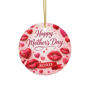 Happy Mother's Day lips and hearts Ceramic Ornament | Mother's Day ornament