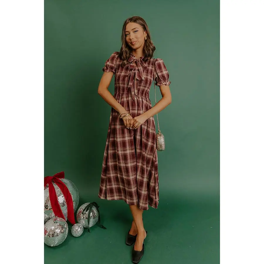 Pumpkin Patch Perfect Plaid Midi Dress