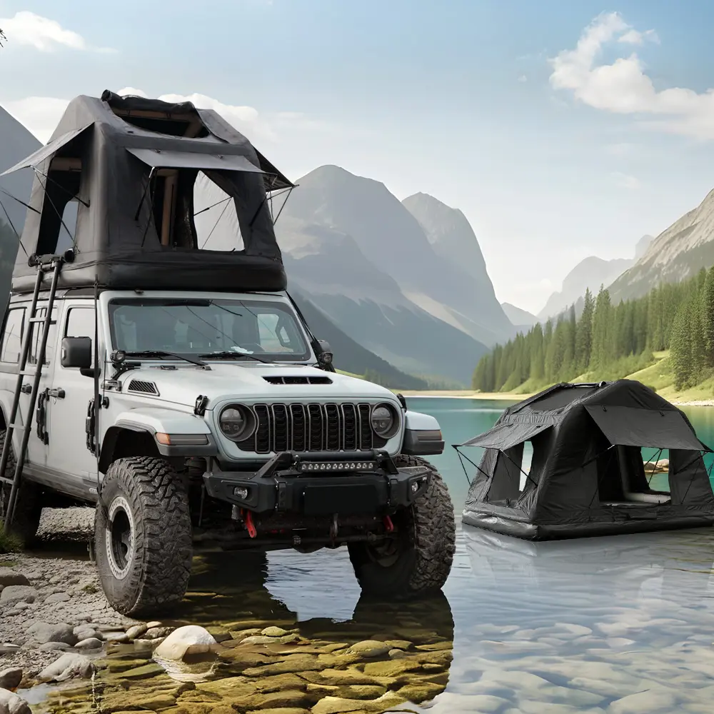 Portable Amphibious Inflatable Tent for Camping Foldable Offroad Roof Top Tent Floating Tent with Ladder Black Outdoor Camping Shelter Waterproof Beach Sun Shelter Canopy for Hiking Fishing Picnic, Living Room Table for Sofa Side, Bedroom