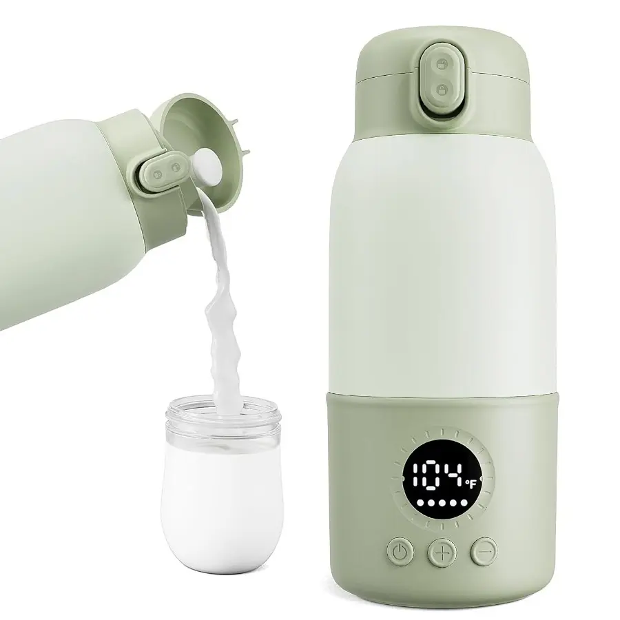 Portable BPA-Free Rechargeable Wireless Breastmilk Bottle Warmer, 12.85oz Large Capacity, Lightweight Compact Travel Size Wireless Device, Fast Heating, Long Battery Life, Precise Temp Control for Newborns, Outdoors Camping