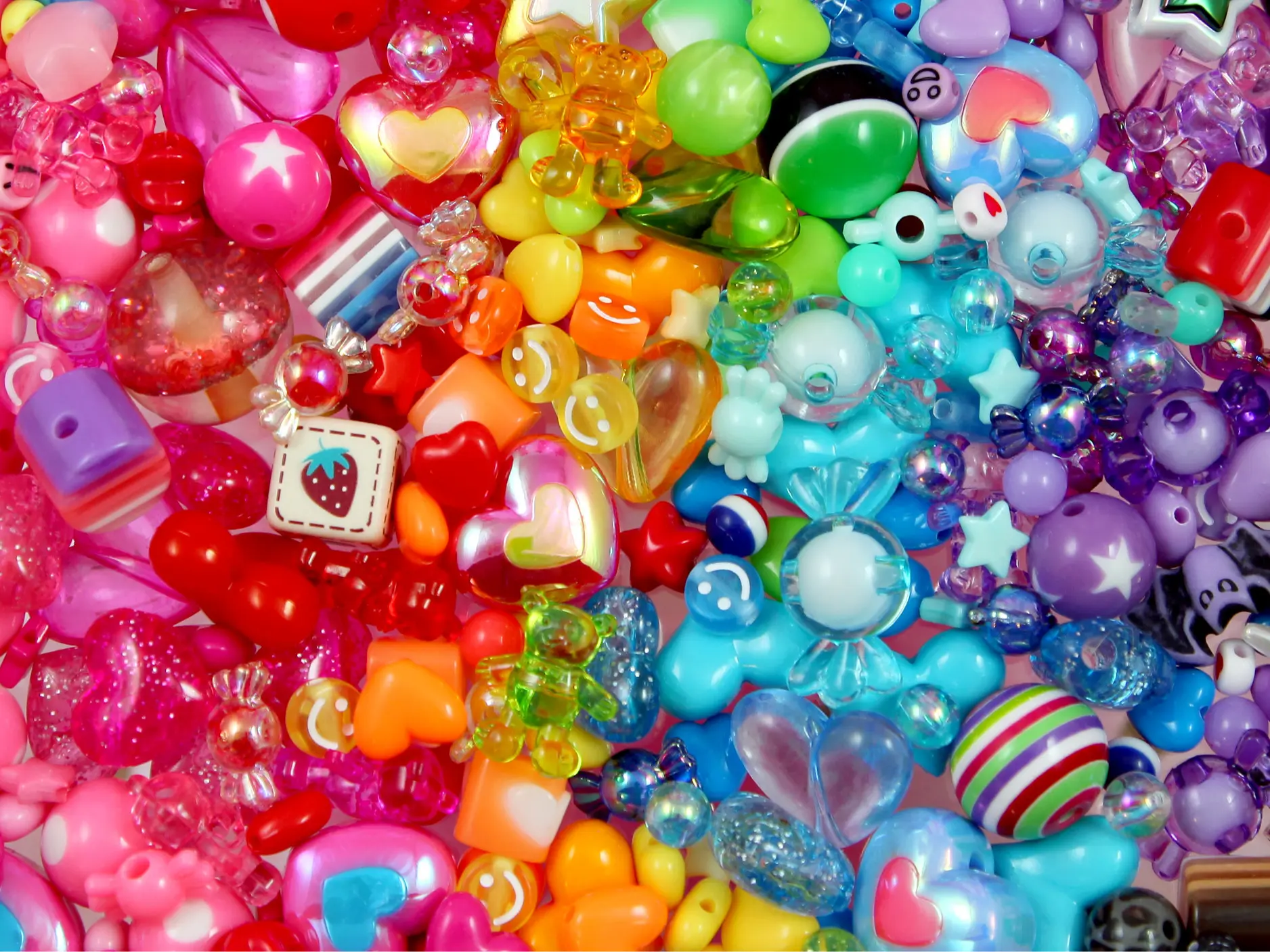 Acrylic Bead Grab Bag - Cute Lot of Plastic Beads - great for kandi, ispy, sensory crafts, jewelry making - 150+ pcs