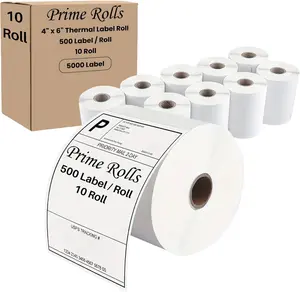 4” x 6” Direct Thermal Shipping Labels, 5000 Labels (500 per Roll, 10 Rolls), Water & Oil Resistant, Strong Adhesive Perforated – Compatible with Zebra, Rollo, Jadens, Nelko (Not for DYMO)