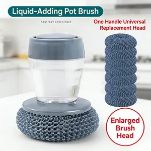 Automatic Liquid Filling Comfort Handle Soap Dispense Palm Brush for Kitchen Sink Pot Bowl Cleaning，tackle tough stain，kitchen stove Cleaning，grease removal，brush applicator，glove brush Squeegee