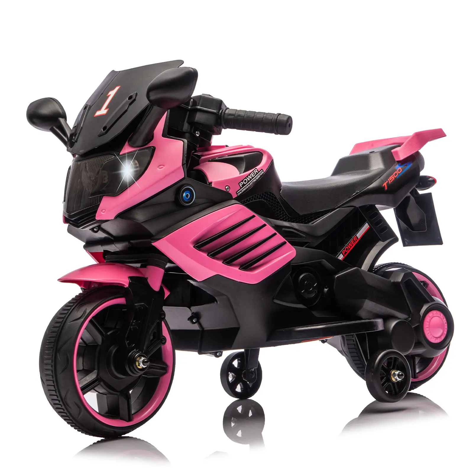 6V Battery-Powered Kids Ride-On Motorcycle, 3-Wheel Stable Structure with Training Wheels, Built-In Headlight, Horn & Music Function, Realistic Motorbike Toy for 4-6 Years Boys (Birthday, Holiday Gifts), Outdoor Riding Toy