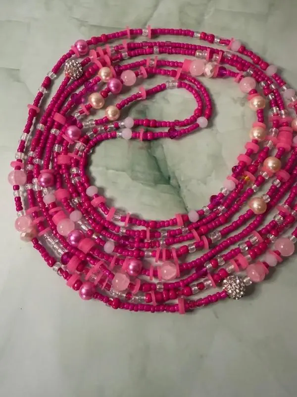 Pink Attitude Waist Beads - Fashionable Beaded Waist Accessory for Women