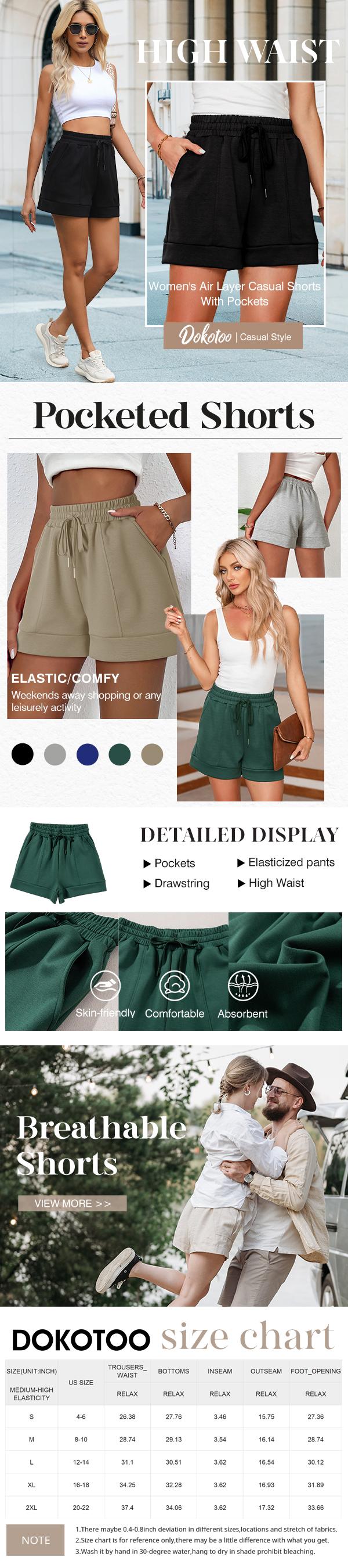 Dokotoo Women's Air Layer Casual Comfy Moisture Wicking Drawstring Shorts with Pockets Dokotoo Women's Air Layer Casual Comfy Moisture Wicking Drawstring Shorts with Pockets