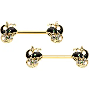 14G 9/16 Clear Gem Gold Tone Mom Baby Whale Nipple Ring Set 14G 9/16 Clear Gem Gold Tone Mom Baby Whale Nipple Ring Set