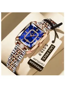 POEDAGAR Luxury Rectangle Watch For Woman Waterproof Calendar Simple Ladies Watch Fashion Stainless Steel Quartz Women's Watches