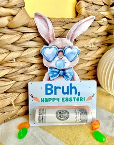 Funny Easter Money Holder Card – “Bruh Happy Easter” Gift – Bunny Cash Holder – Easter Basket Stuffer