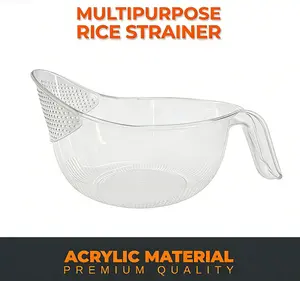 Transparent Rice Washer with Comfort Handle – BPA-Free Durable Plastic Colander for Rice, Pasta, Fruits & Vegetables