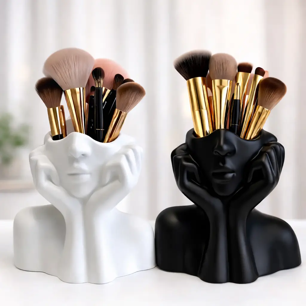 Plastic Nordic Creative Human Body Art Desk Organizer, Pen Holder and Makeup Brush Holder, Decorative Storage Cup for Vanity, Bathroom, Bedroom, Home Office, Dorm Room and Desktop