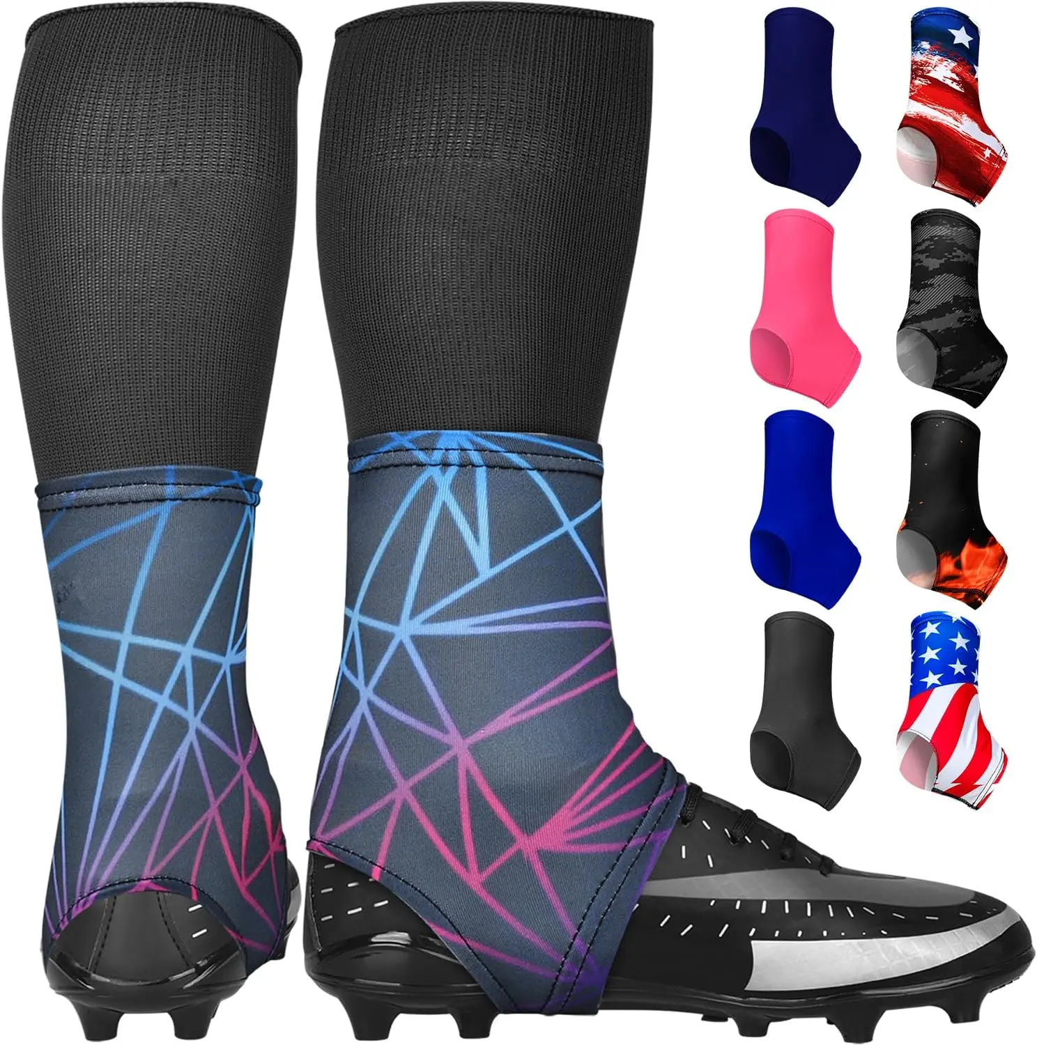 Spats Football Cleat Covers - Keep Your Laces Tied and Cleats Clean, Football Spats for Cleats, Perfect for Baseball, Soccer, Lacrosse, Hockey - Adult & Youth Sizes ( Lazer )