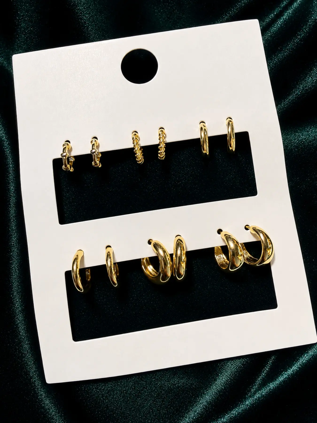 6 Pairs Stainless Steel Earrings Set for Women, Tarnish-Free Hypoallergenic Chunky Hoops, Statement Hoops Earrings, Waterproof Party Jewelry Gift, Casual Earrings Set