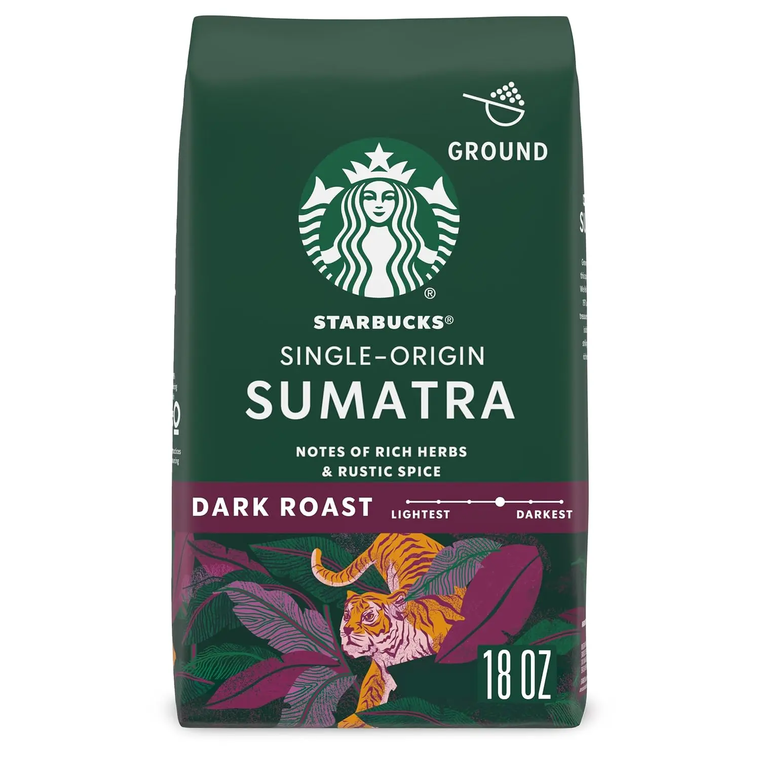 Starbucks Ground Coffee, Sumatra Dark Roast, 100% Arabica, Single-Origin, 18 oz Bag