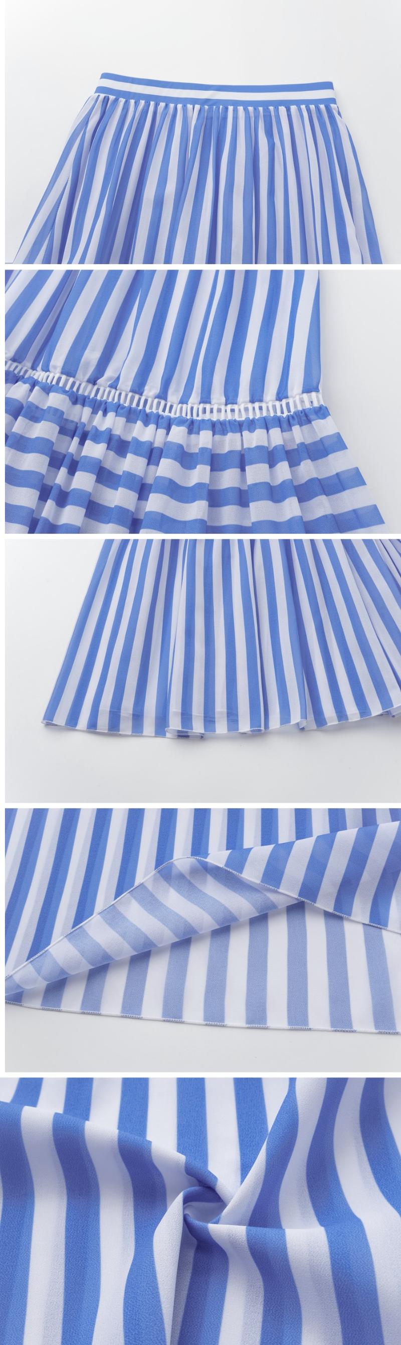 FLAXMAKER Women's V Neck Bowknot Blue Striped Print One Piece Swimsuit and Skirt Set Stylish Beachwear Swimdress Bathing Suit #TikTokShopBlackFriday