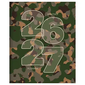 July 2026 - June 2027 Camo Medium Monthly Planner