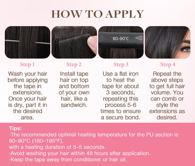 GOO GOO Invisi Edge Tape in Hair Extensions Straight Human Hair, 14inch-24inch 20pcs 50g, Seamless Injected Tape, Virgin Remy Hair, Natural Look