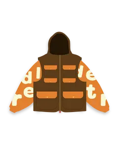 Red Letters Utility Vest Scattered Zip Up