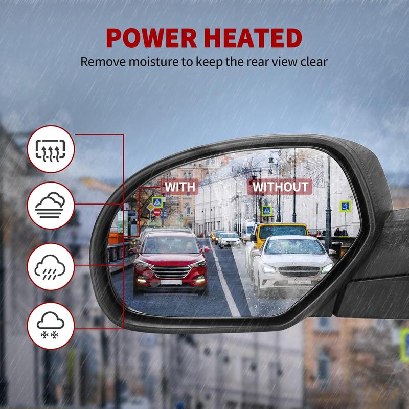 YITAMOTOR Towing Mirrors Compatible with 2007-2013 Chevy Silverado GMC Sierra 1500, 07-14 Suburban Yukon XL 1500, Power-Adjustable Glass and Heated with LED Arrow Turn Signal Side Mirrors Pair blind spot mirrors