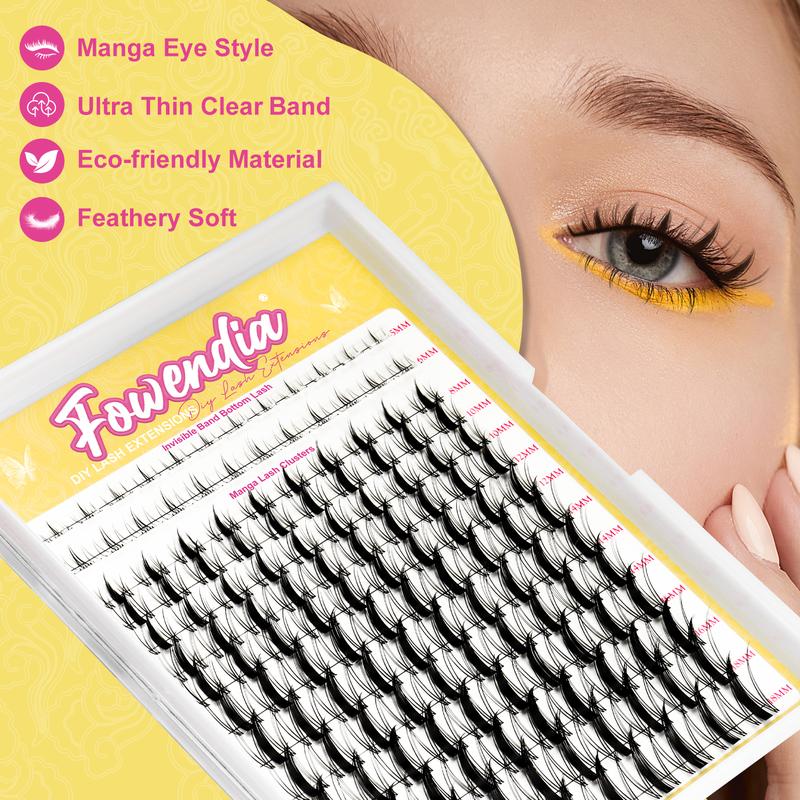Fowendia California Sunset Wanna Be Freya Manga Lashes Cluster C D Curl DIY Lash Extension Kit and Lash Clusters 8-18mm with Bond Seal and Remover - Ultra-Thin Transparent Bands, Lash Magic Anime False Lash Extension Kit dealsforyoudays