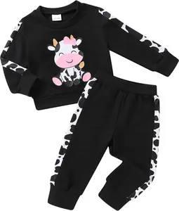 Baby Girl Fall Clothes Toddler Sweatsuit Butterfly Print Long Sleeve Sweatshirt Top and Sweatpants Set
