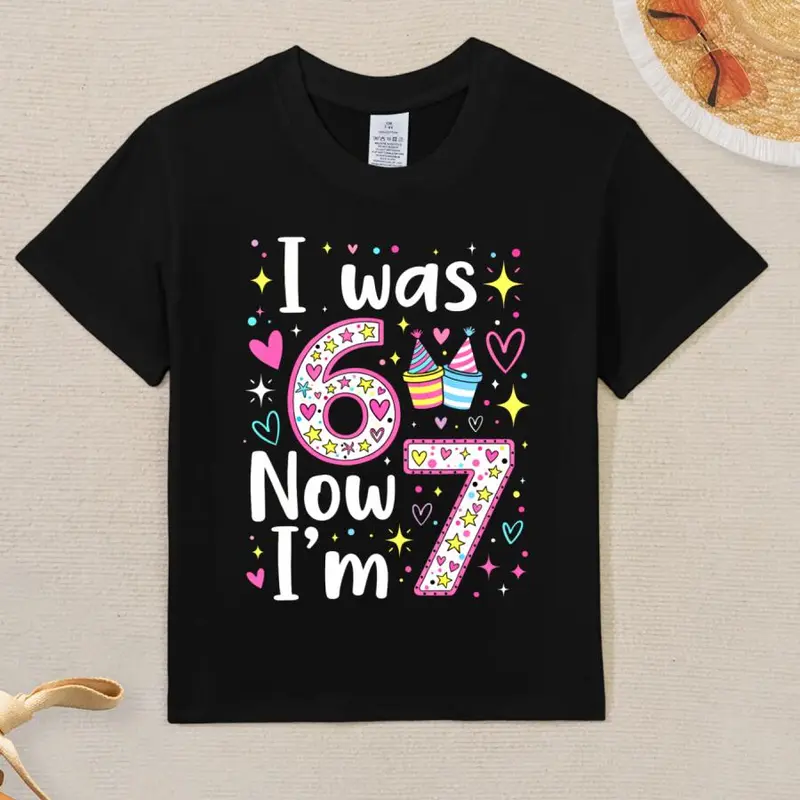 Boys' Cotton Fitted Short-Sleeve Tee - 6–7 Year Graphic Novelty Aesthetic Top, Age-6 to Age-7 Tee, 100cm to 160cm, Medium Stretch, Casual School & Play Kids' Top, Classic Black & White Look
