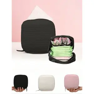 Mini Travel Makeup Bag, Zipper Closure, Small and Elegant, Fits Cosmetics, Wet Wipes, Sanitary Towels, Perfect Gift for Daughter, Sister, Girlfriend