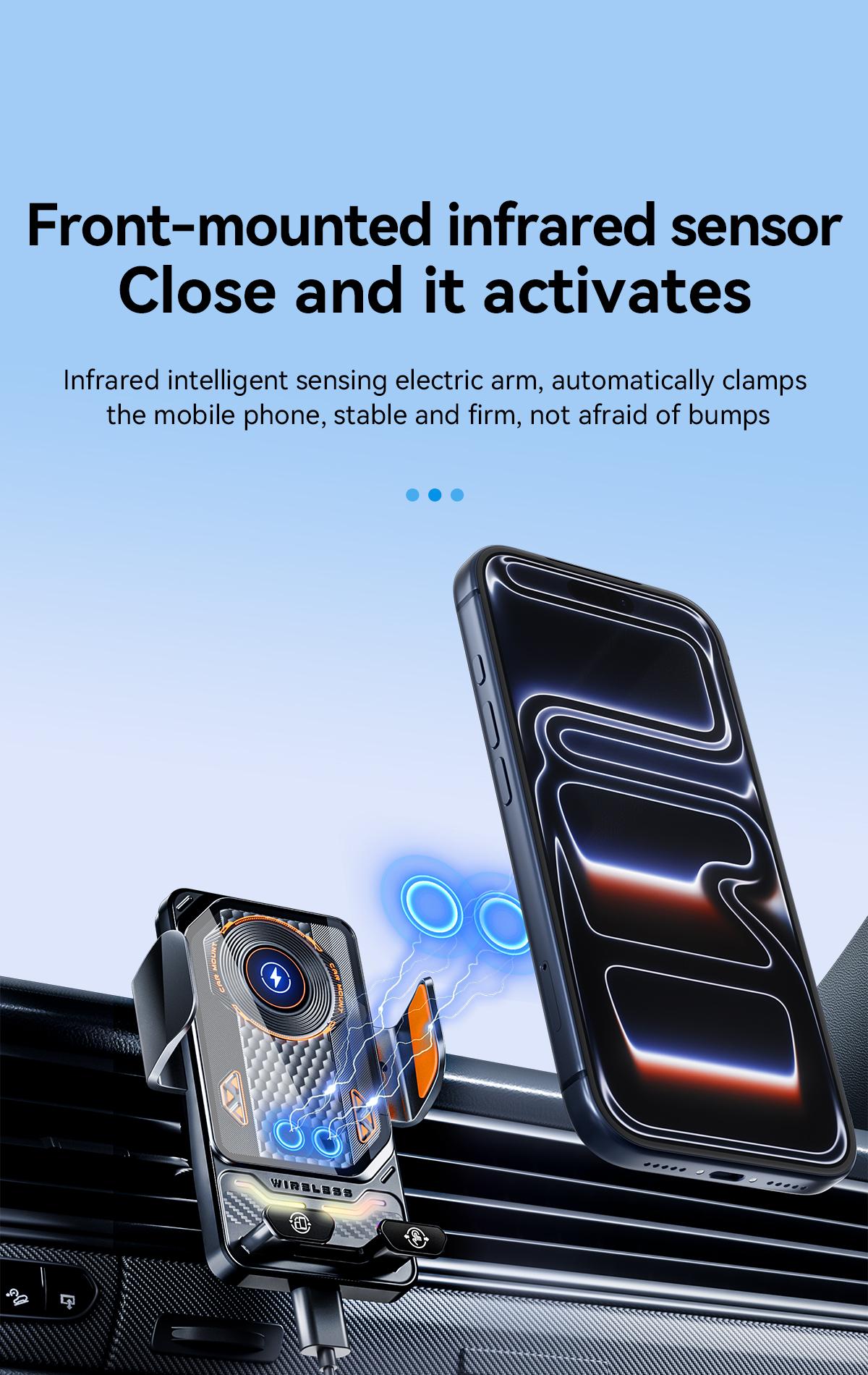 Wireless Car Charger Fast Rotatable Auto Clamping Car Charger Phone Holder fit iPhone Pro  tags Smartphone Cellphone Charging Electronic magnetic 360 rotating Lightning Bracket