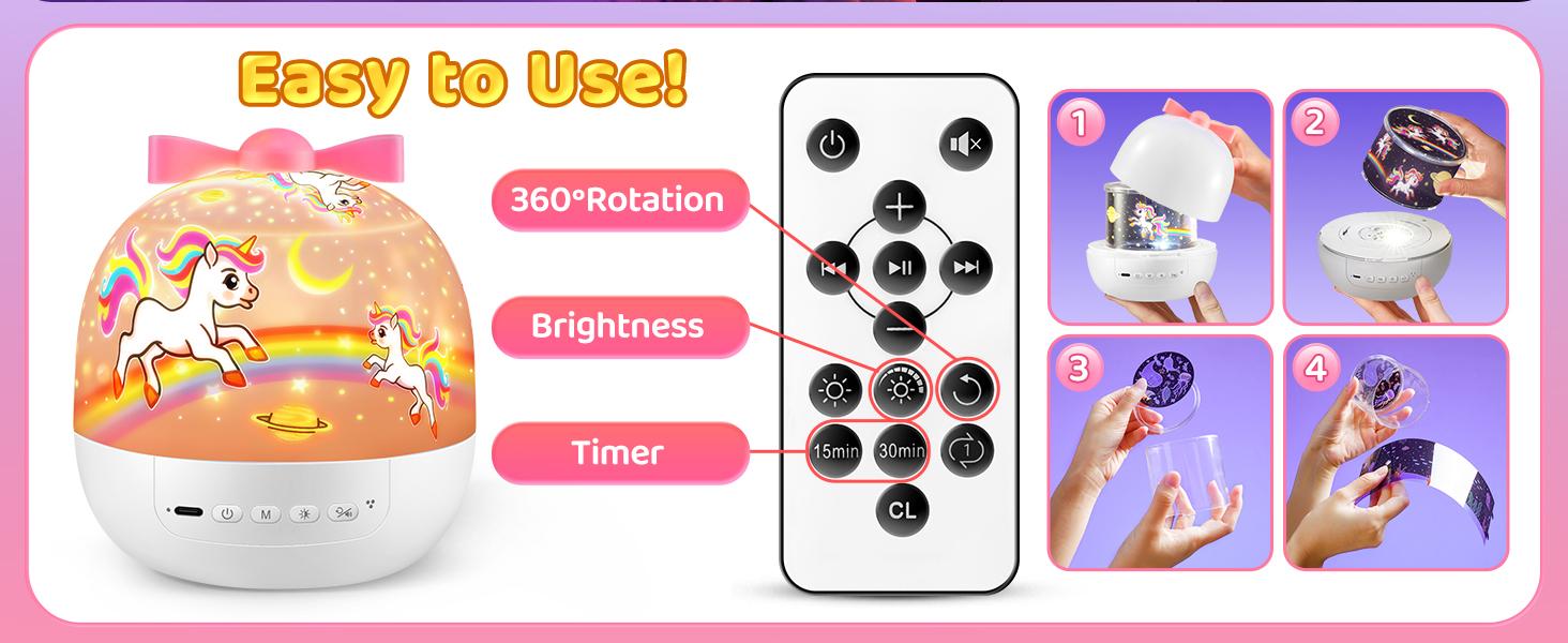 Onefire Kids Night Light with 15 Films+15 White Noises，Baby Night Light Projector, Remote Kids Night Light ，Projector Light for Kids，Baby Girl Gift，Birthday Gifts Christmas Gifts for Kids，Boys Toys，Ages  1-10  girl  toys