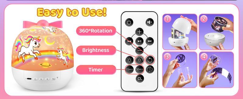 Onefire Kids Night Light with 15 Films+15 White Noises，Baby Night Light Projector, Remote Kids Night Light ，Projector Light for Kids，Baby Girl Gift，Birthday Gifts Christmas Gifts for Kids，Boys Toys，Ages  1-10  girl  toys