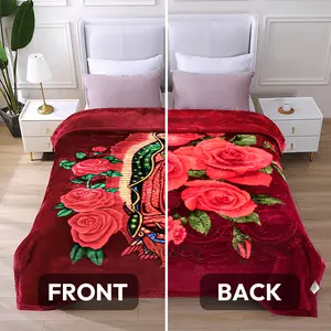 5.6 lbs Weight,2ply Reversible Silky Soft Warm Blanket with A/B Print - Perfect for Late Autumn Winter Nights or All Seasons - 83" x 91" King Size Shrink Resistant