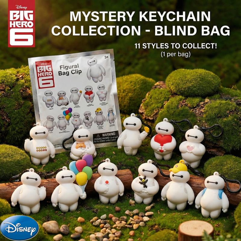 Disney Big Hero Officially licensed Keychain Blind Bag 1PC PVC 3D Form Figurine Bag Clip Charms Anime Movie Figure Collector Keyring Backpack Decor Blind Box Baymax