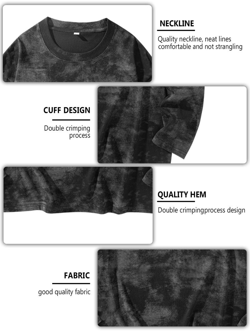 CCCMAI Men's Washed Cotton Round Neck Long Sleeve Tee, Loose Fit Casual Crew Neck T-shirt for Fall Winter, Men's Top for Daily Wear Menswear Soft Top's Streetwear Tshirt Crewneck