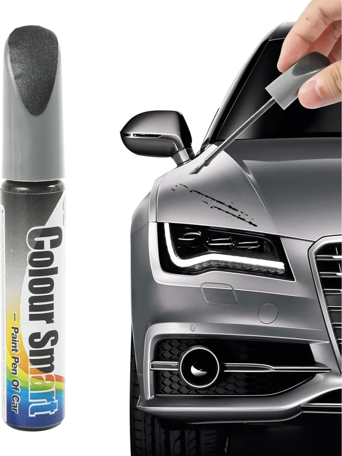 Car Scratch Repair Pen - Gray Scratch Remover for Vehicles, Touch-Up Paint Fill for Deep Scratches, Car Accessories Detailing Products