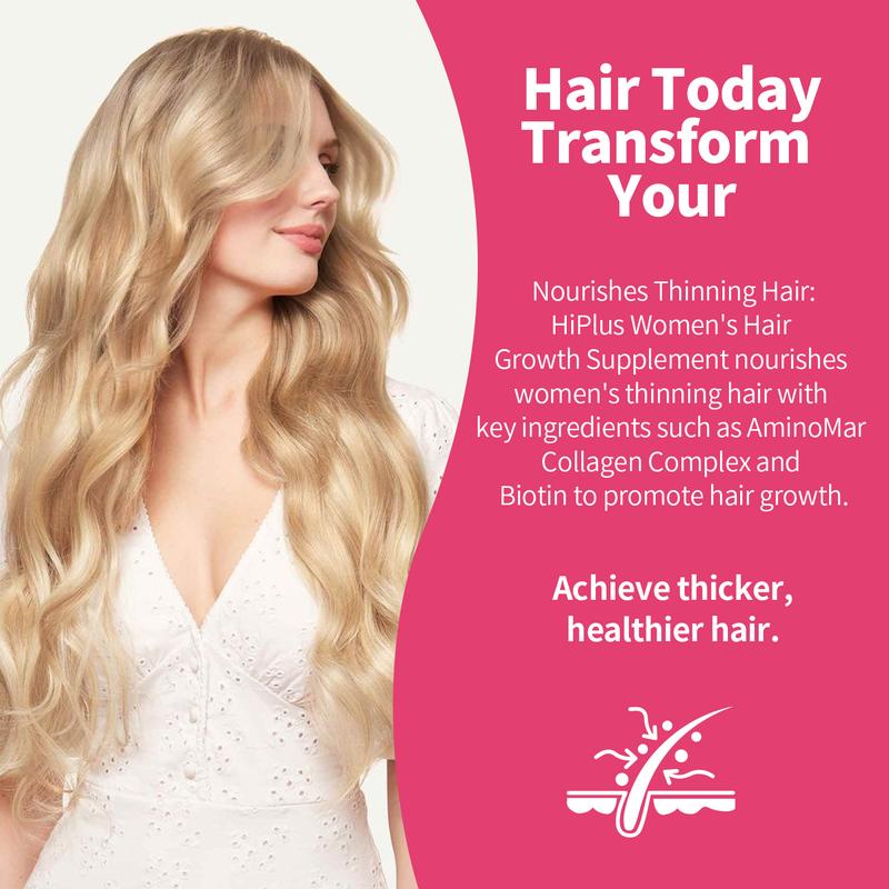 HiPlus Women's Balance Hair Growth Gummies Supplements, For Thicker, Fuller Hair, Nourishes Thinning & Loss, With Proprietary Collagen Complex,  Clinically Proven for Visibly Thicker Hair and Scalp Coverage, Dermatologist Recommended 90 Feminine Gummies