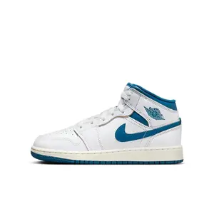 Youth Jordan 1 Mid SE White/Industrial Blue-Sail (FN7432 141) (GS)