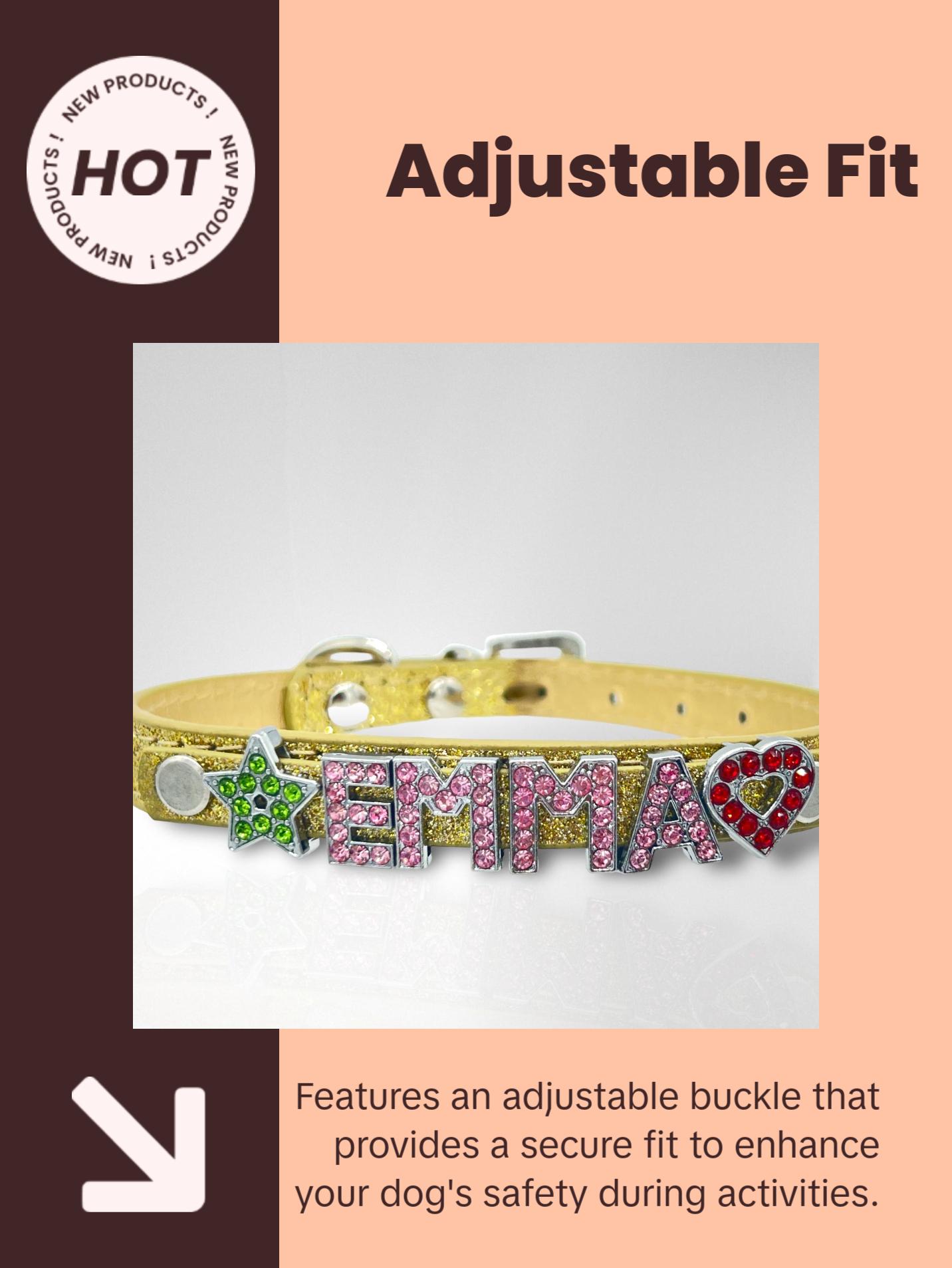 ALPHABET Brilliance Personalized Handmade PU Leather Dog Collar