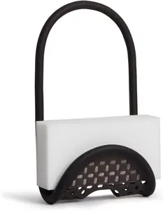 Sling Sponge Holder for Kitchen Sink – No Suction Cups, Flexible Caddy for Sinks and Faucets, Modern Design, Black