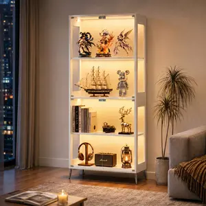 Ultimate Smart LED Display Cabinet | Music Sync RGB Glass Bookshelf for Gaming Room & Living Room Upgrade Storage Furniture