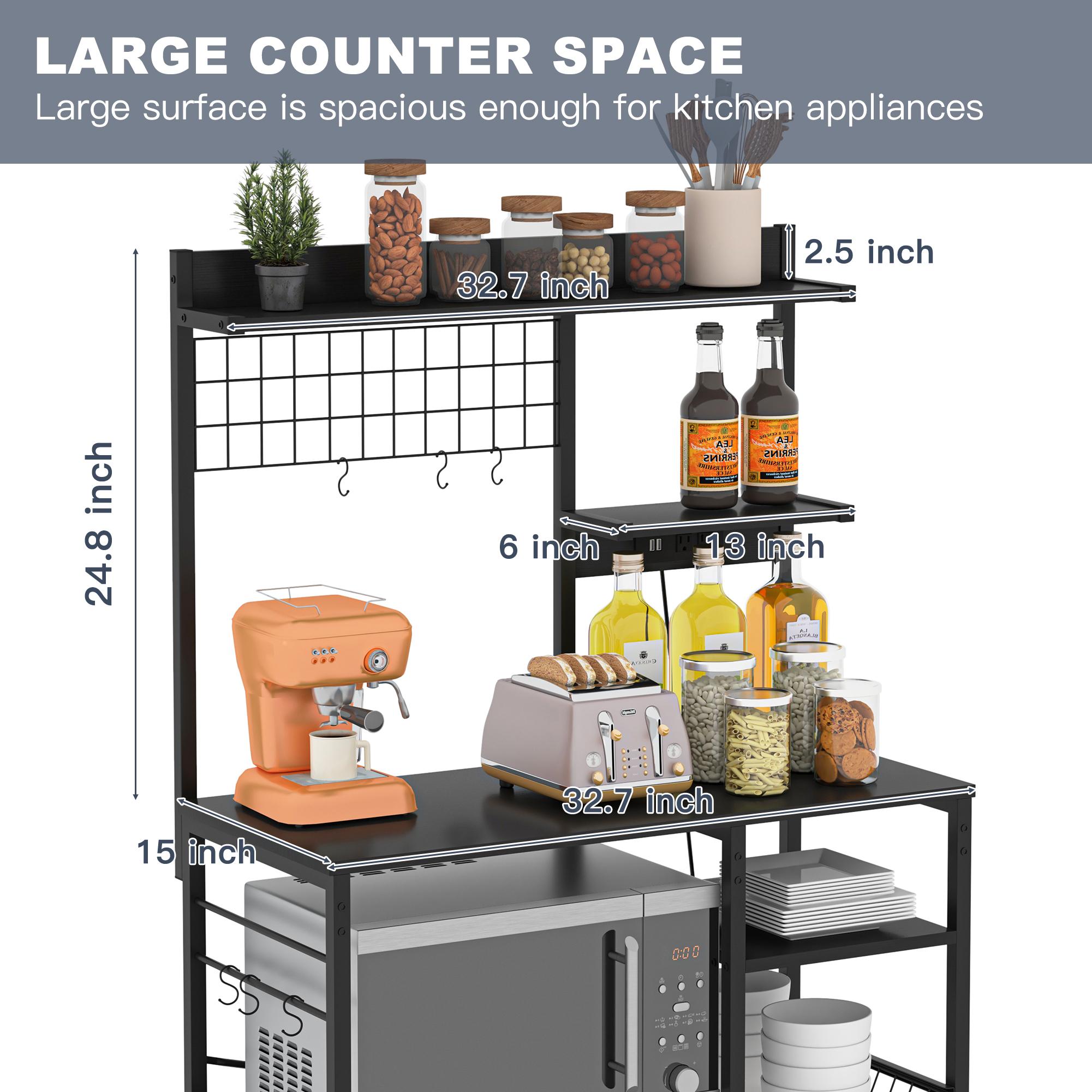 Multifunctional Kitchen Shelf Kitchen Bakers Rack with Storage, 5-Tier Microwave Oven Stand Shelf , Freestanding Utility Kitchen Storage Rack Organiser