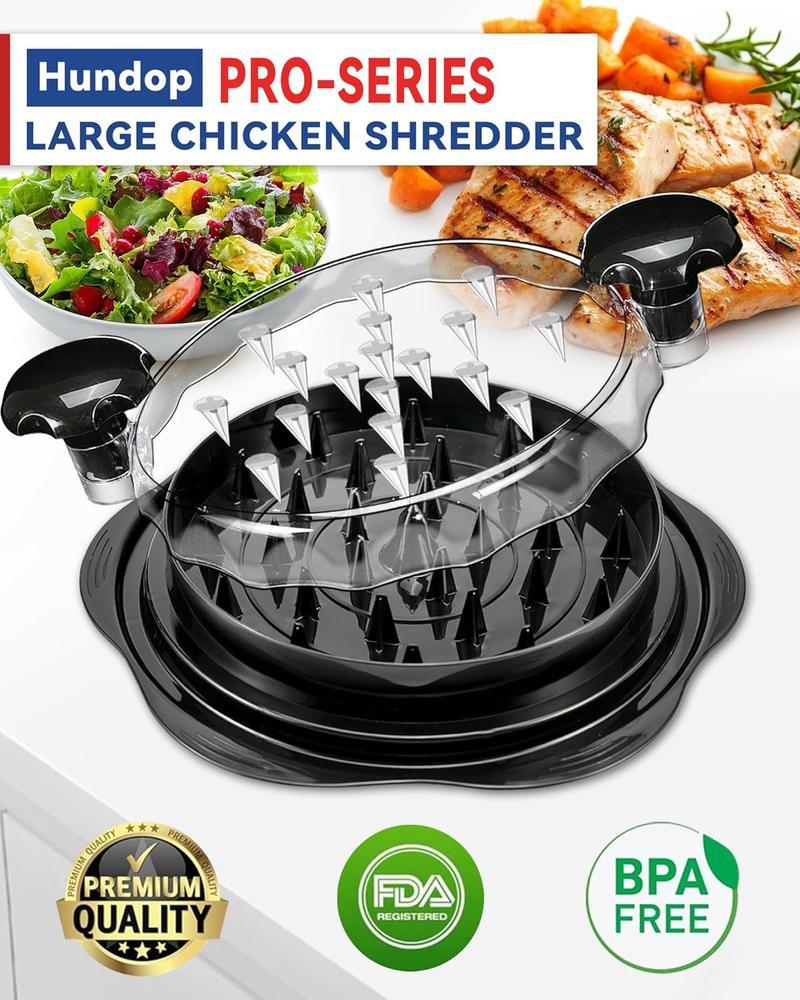 Triturador de pollo - Chicken Shredder Tool Twist Large Stable Anti-Slip BPA Free Meat Shredder Tool Twist Ergonomic Handle Meat Grinder Dishwasher-safe Transparent Lid
