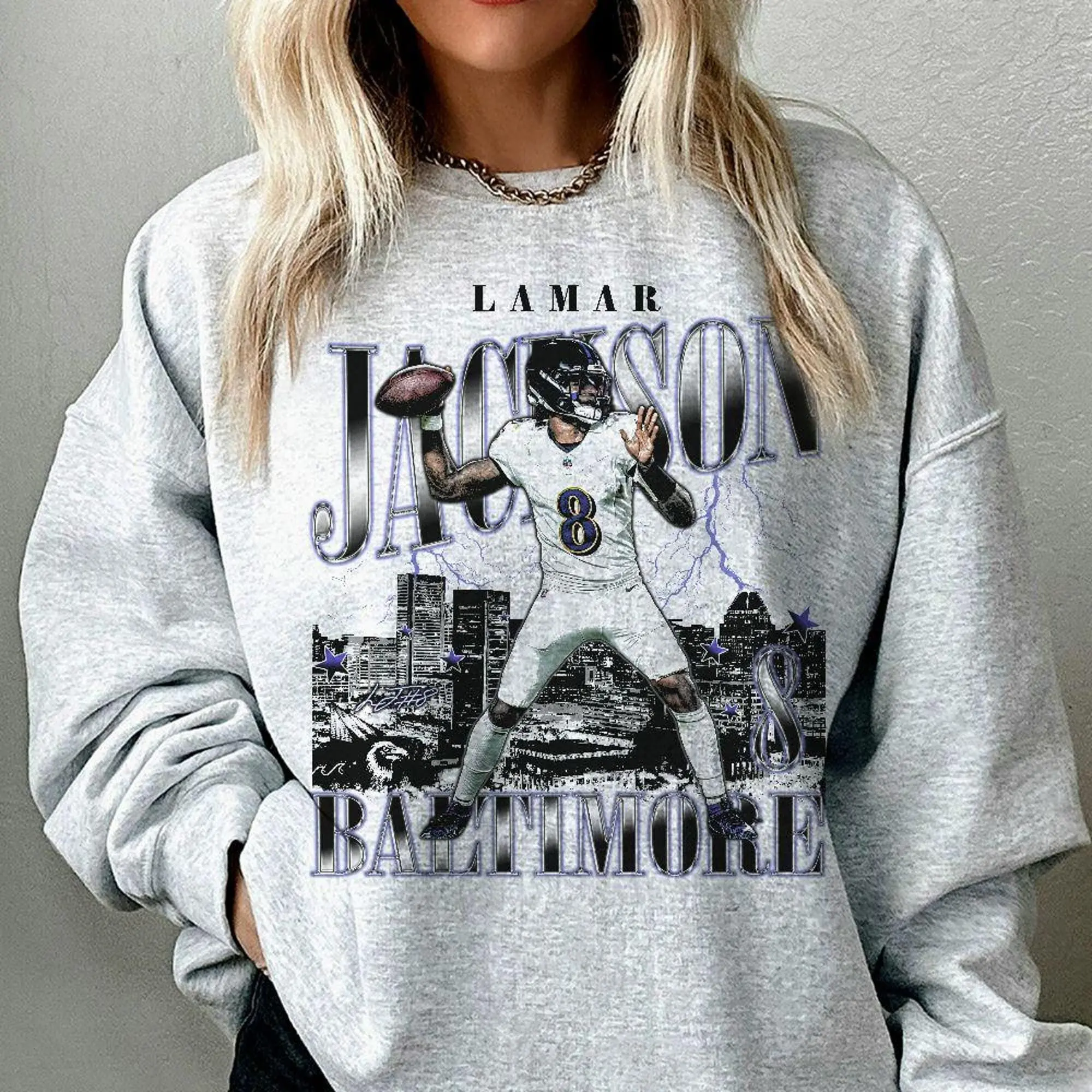 Lamar Jackson Sweatshirt, Football American Graphic Vintage, Football 90s Bootleg Inspired Sweatshirt