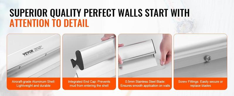 VEVOR Drywall Skimming Blade Set, 7/10/14/16/24 in Skimming Blades + 34-81.6 in Extension Handle Pole, Stainless Steel Knife Professional Skim Coat Tools, for Gyprock/WallBoard/Plasterboard,Drywall Skimming Blade Set,Decoration VEVOR Super Brand Day VEVOR Drywall Skimming Blade Set, 7/10/14/16/24 in Skimming Blades + 34-81.6 in Extension Handle Pole, Stainless Steel Knife Professional Skim Coat Tools, for Gyprock/WallBoard/Plasterboard,Drywall Skimming Blade Set,Decoration VEVOR Super Brand Day