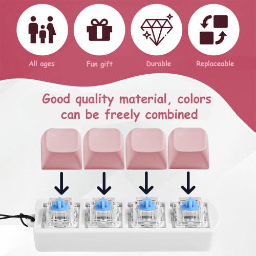 4 Keyboard Fidget Toy, 4-in-1 Keyboard Button Clicker Keychain Office Fidget Toys for Desk, Decompression Clicker Keyboard Fidget for Adults Stress Relief Pass Time