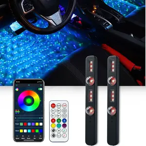 2pcs Car LED Lights, Smart Car Interior Lights with Remote, APP Control with USB Port Music Sync Color Change Lights, Holiday Gifts for Husbands, Interior Led Lights for Car Accessories for Women Men