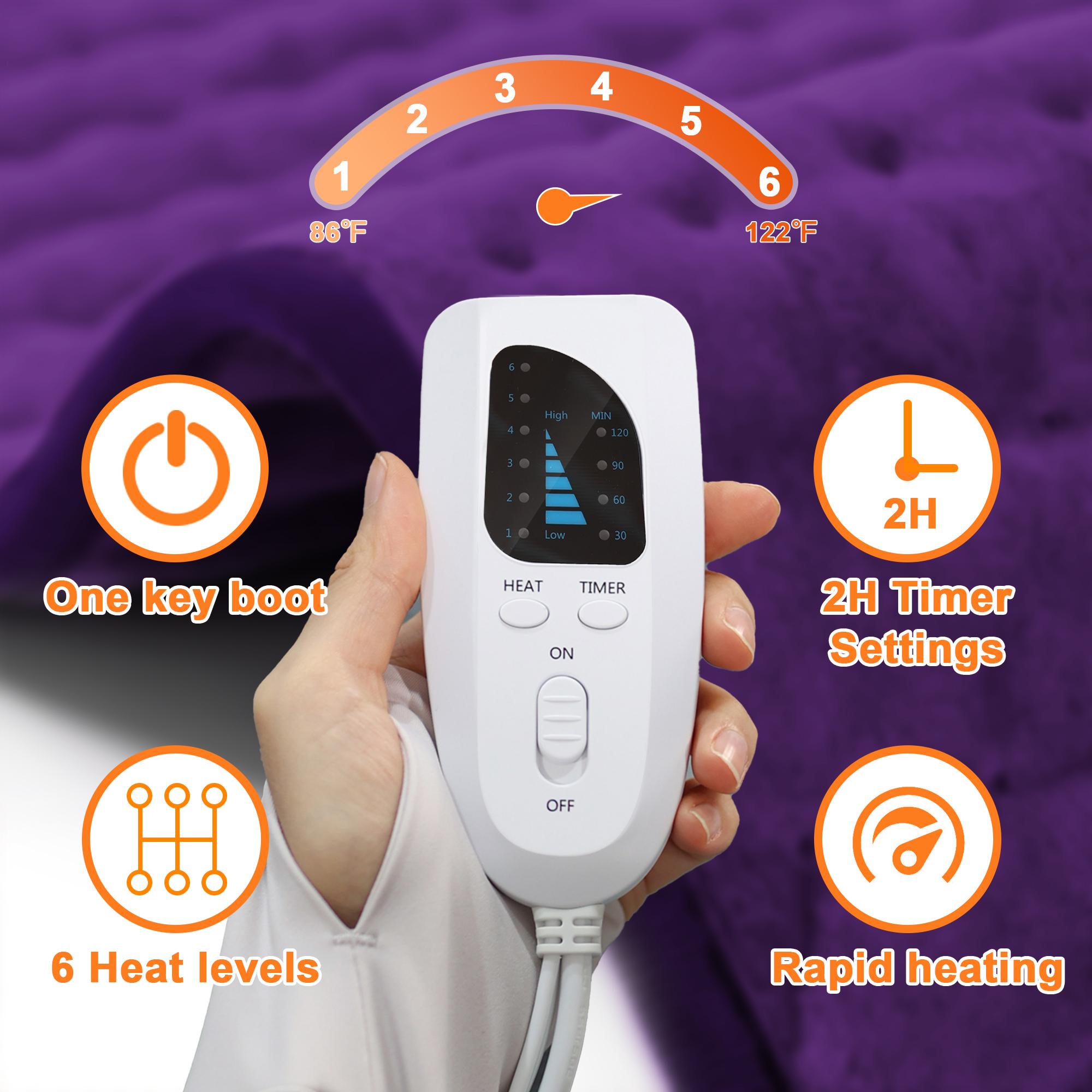 Deepsoon Heating pad, 33in×17in, 24in×12in, 6 temperature levels and 4 time settings, portable, back, neck, shoulders and legs heating, machine washable, perfect holiday gift for men, women, parents, Christmas gift