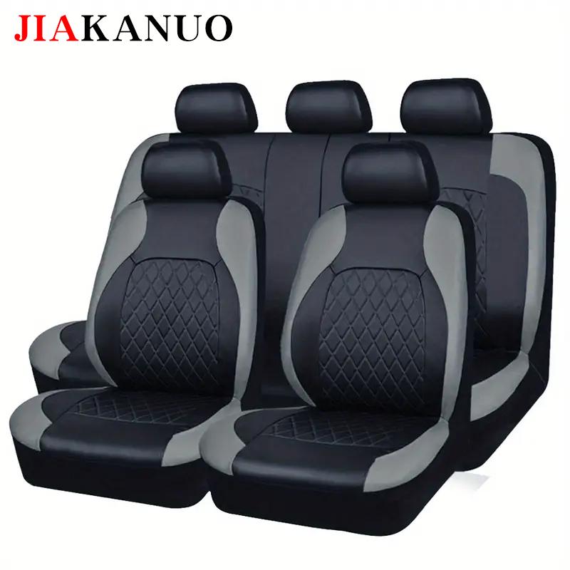JIAKANUO Universal Car Seat Covers Set PU Leather for 2/5 Seats, Full Protection for Car Front & Rear Seats, Waterproof & Anti-Scratch, Fit Most Cars SUVs Vans Trucks, Automotive Seat Protectors, Airbag Compatible, Car Interior Accessories